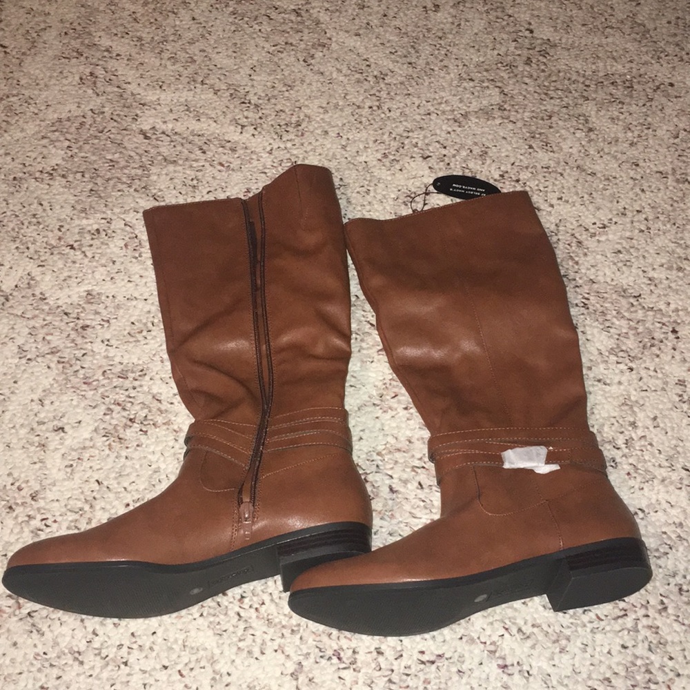 Style Co Fridaa Boots Barrel Brown Back Heel Strap Zipper Women Size 9 - Picture 5 of 6
